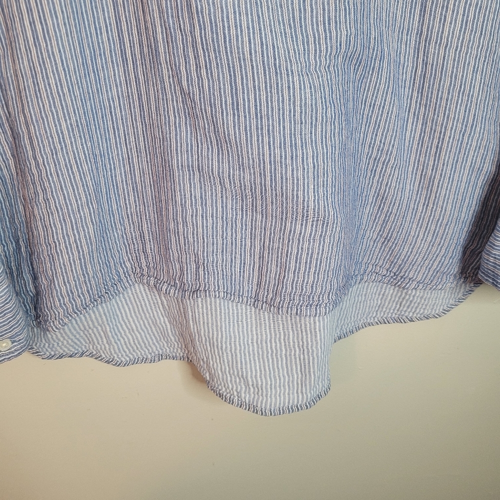 Caslon Blue Striped Cotton Popover Tunic Shirt - Picture 4 of 10